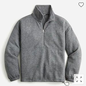 JCrew Women’s Terry Half-Zip Sweatshirt Grey Large NEW